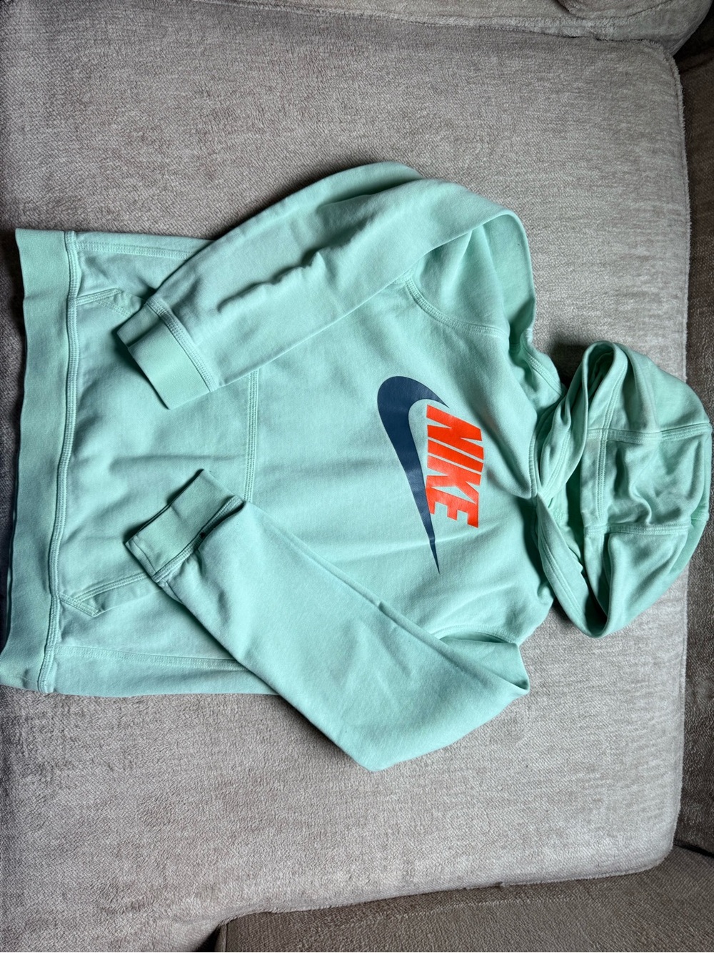 Nike Kids' Mint Green Pullover Hoodie with Swoosh Logo